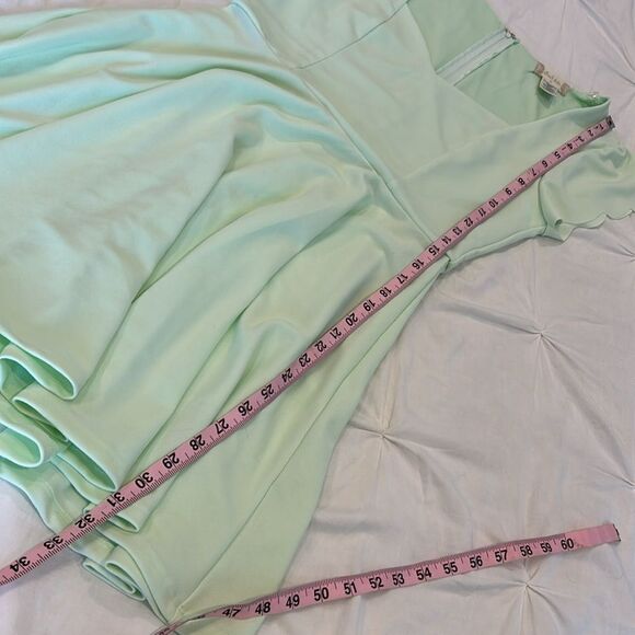 Altar'd State Women's Mint Green V-Neck Full Back Zip A-Line Mini Dress Medium - Picture 6 of 8